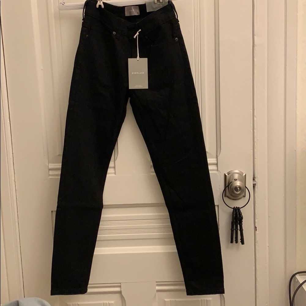 NWT Everlane Black Skinny Jeans Mid Rise 24 reg
